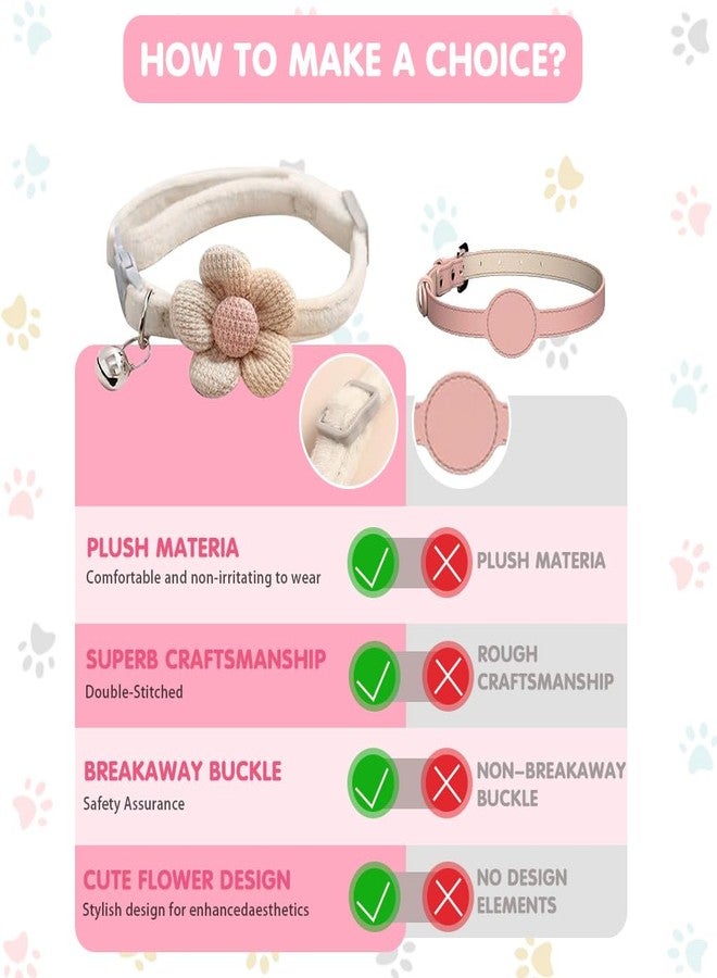 Qpets® Cat Collar Pet Cute Flower with Bell Lovely Quick Release Adjustable Soft Plush Gift 2PCS - Image 3